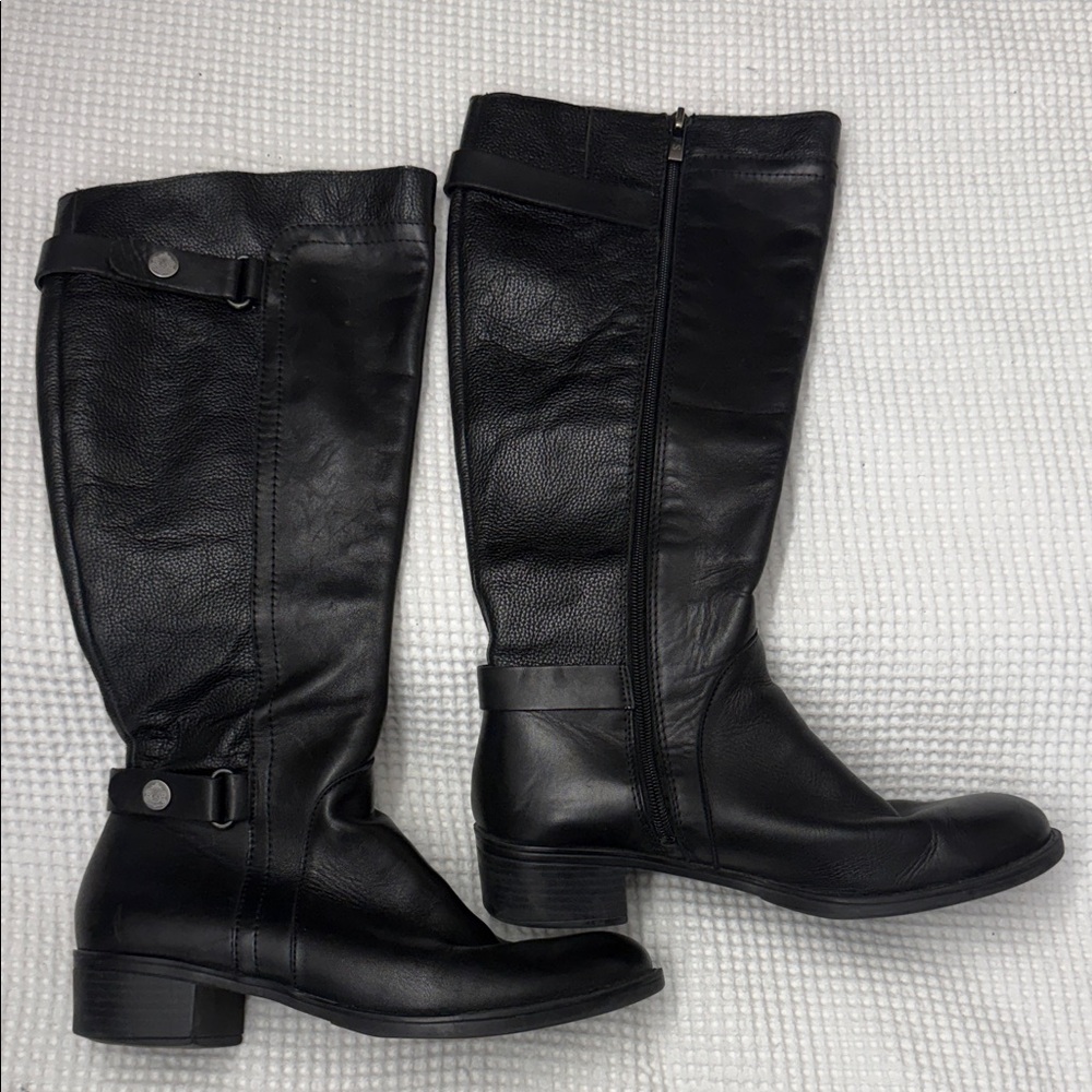 Black Leather Franco Sarto Knee-High Boots - Size 8.5